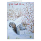 cute gray squirrel snow scene wildlife