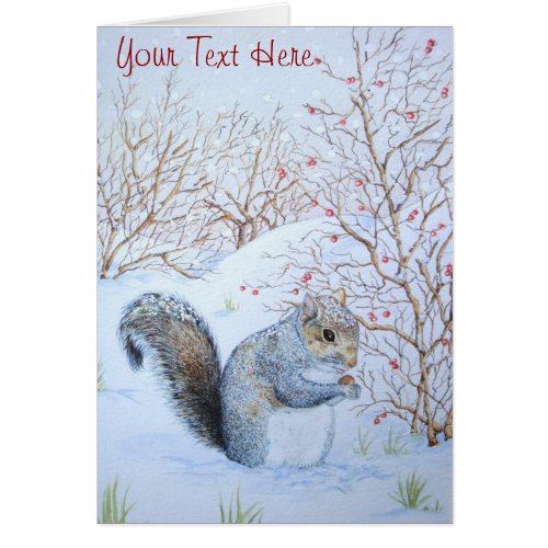 cute gray squirrel snow scene wildlife