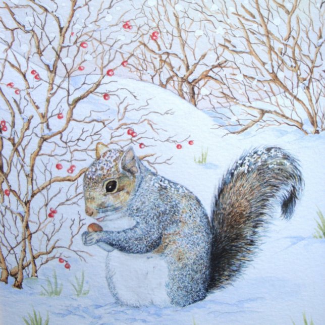 cute gray squirrel snow scene wildlife  jigsaw puzzle (Creator Uploaded)