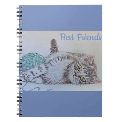 Cute Gray Tabby Cat Kitten Best Friends Notebook