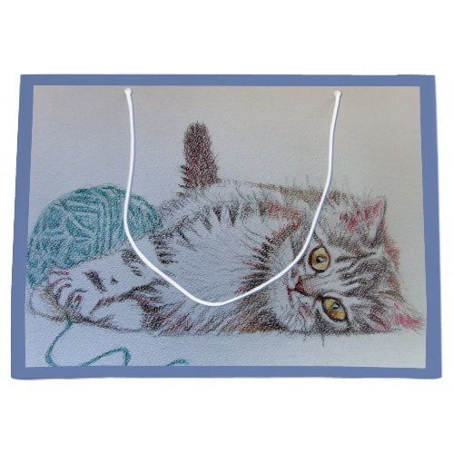 Cute Gray Tabby Cat Kitten Playing Art Gift Bag