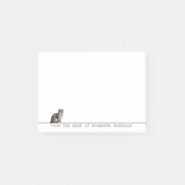 Cute Gray Tabby Cat Personalize Notes (Front)