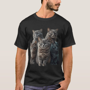 Cute Gray Tabby Cats Family Portrait T-Shirt