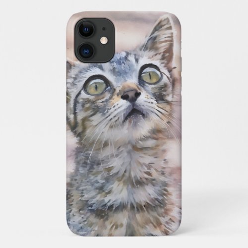 Cute Gray Tabby Kitten Art Phone Case