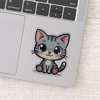 Cute Gray Tabby Kitten Sticker – Big Eyes