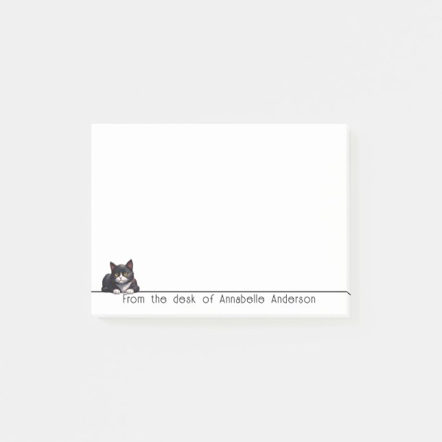 Cute Gray Tuxedo Cat Personalize Notes (Front)
