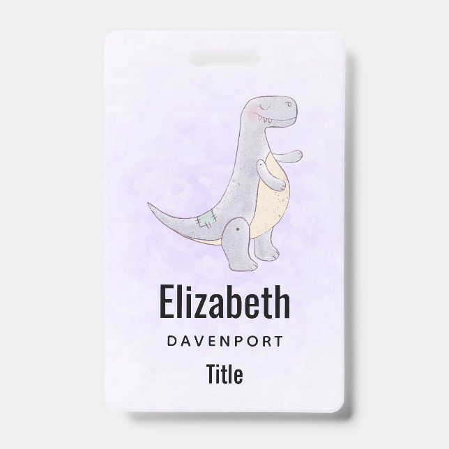 Cute Gray Tyrannosaurus Rex Dinosaur Toy Badge (Front)