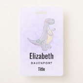 Cute Gray Tyrannosaurus Rex Dinosaur Toy Badge (Front)