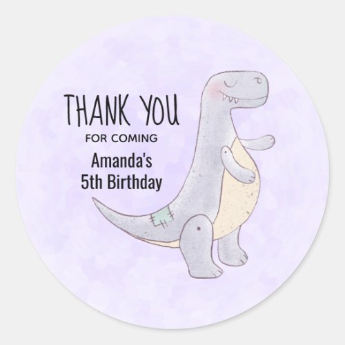 Cute Gray Tyrannosaurus Rex Dinosaur Toy Birthday  Classic Round Sticker