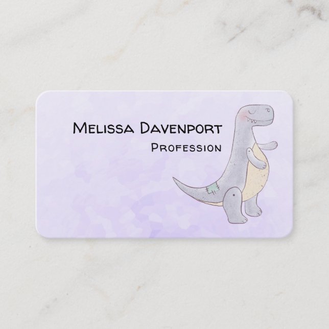 Cute Gray Tyrannosaurus Rex Dinosaur Toy Business Card (Front)