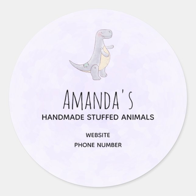 Cute Gray Tyrannosaurus Rex Dinosaur Toy Business Classic Round Sticker (Front)