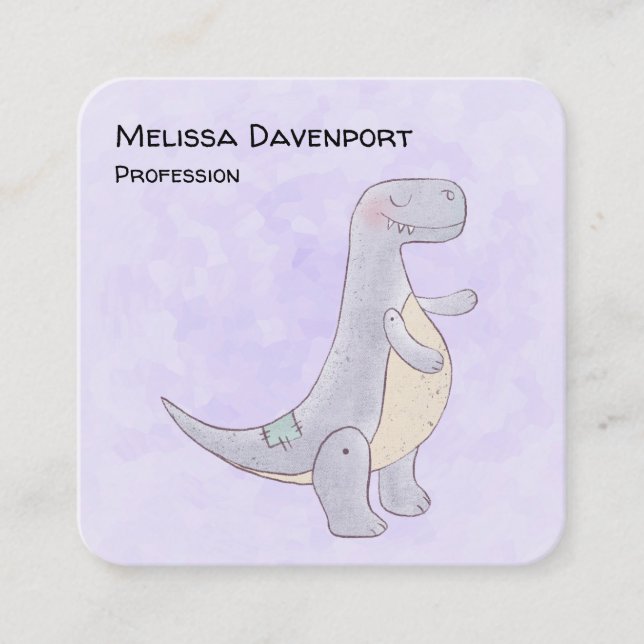 Cute Gray Tyrannosaurus Rex Dinosaur Toy Business  Square Business Card (Front)