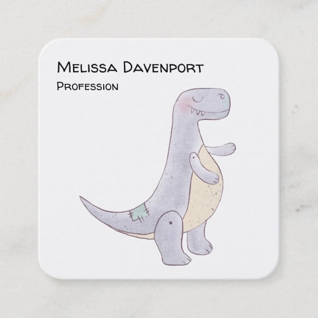 Cute Gray Tyrannosaurus Rex Dinosaur Toy Business  Square Business Card (Front)