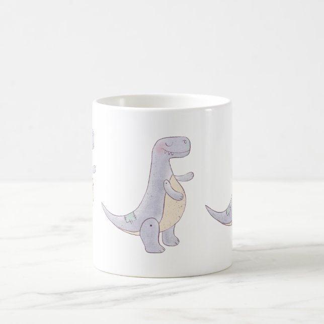 Cute Gray Tyrannosaurus Rex Dinosaur Toy Coffee Mug (Center)