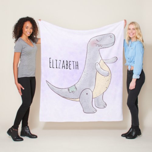 Cute Gray Tyrannosaurus Rex Dinosaur Toy Fleece Blanket