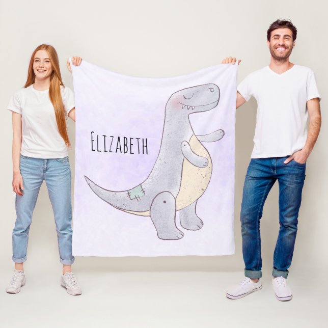 Cute Gray Tyrannosaurus Rex Dinosaur Toy Fleece Blanket (In Situ)