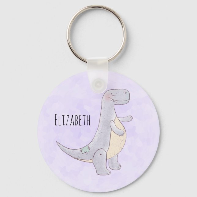  Cute Gray Tyrannosaurus Rex Dinosaur Toy Keychain (Front)