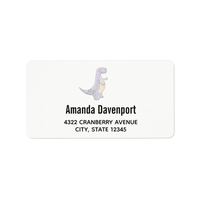 Cute Gray Tyrannosaurus Rex Dinosaur Toy Label (Front)