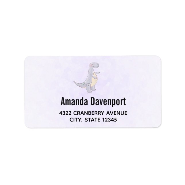 Cute Gray Tyrannosaurus Rex Dinosaur Toy Label (Front)