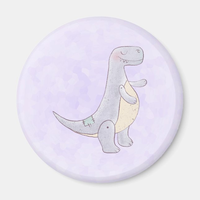 Cute Gray Tyrannosaurus Rex Dinosaur Toy Magnet (Front)