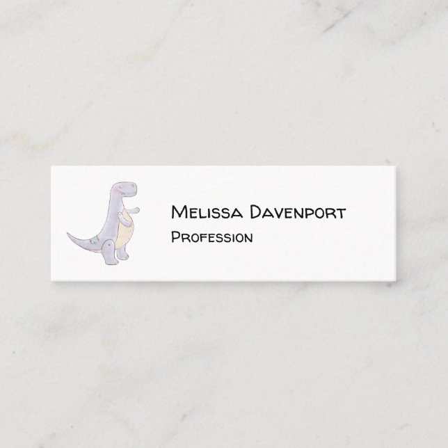 Cute Gray Tyrannosaurus Rex Dinosaur Toy Mini Busi Mini Business Card (Front)