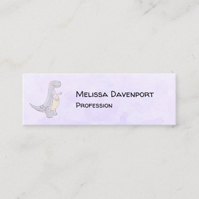Cute Gray Tyrannosaurus Rex Dinosaur Toy Mini Business Card (Front)