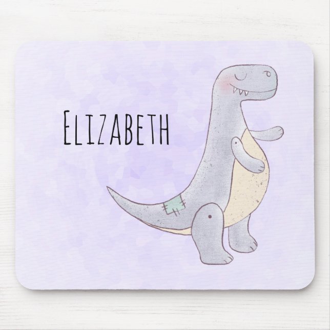 Cute Gray Tyrannosaurus Rex Dinosaur Toy Mouse Pad (Front)