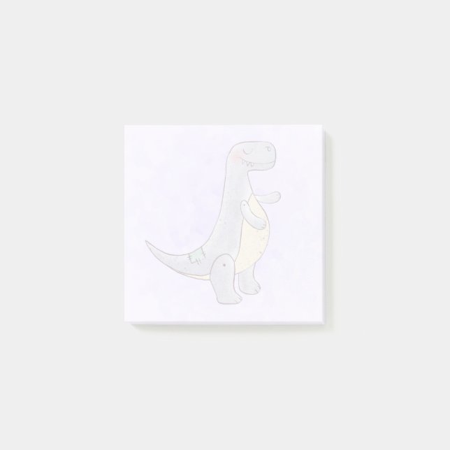 Cute Gray Tyrannosaurus Rex Dinosaur Toy N Post-it Notes (Front)
