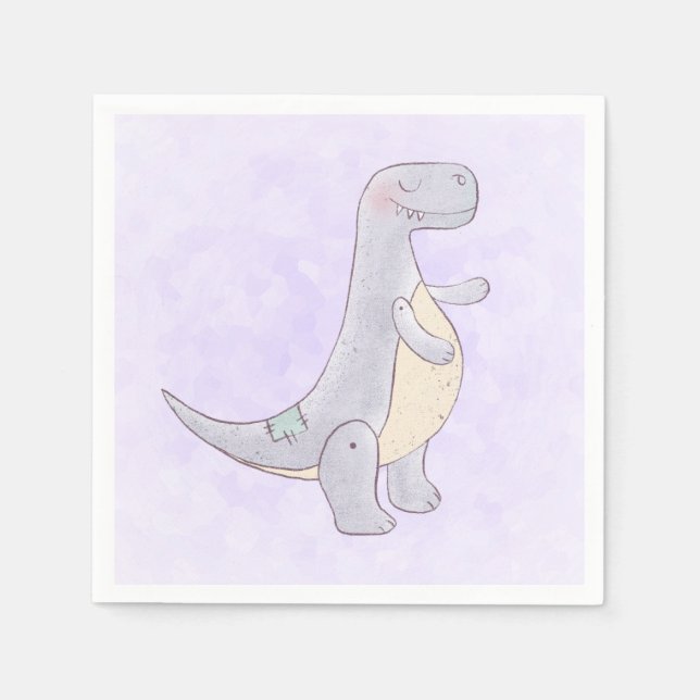 Cute Gray Tyrannosaurus Rex Dinosaur Toy Napkins (Front)