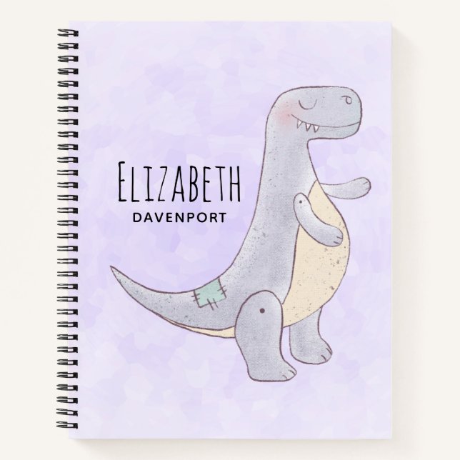 Cute Gray Tyrannosaurus Rex Dinosaur Toy Notebook (Front)