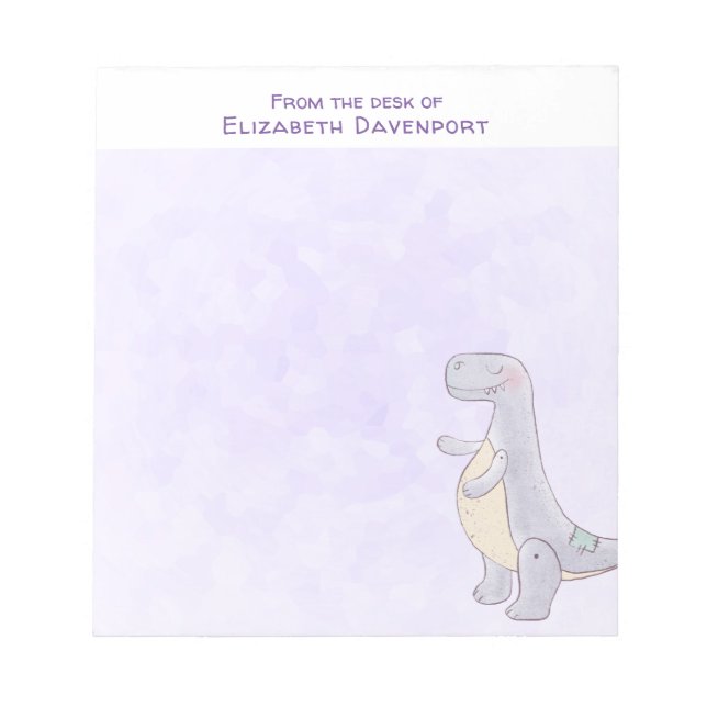 Cute Gray Tyrannosaurus Rex Dinosaur Toy Notepad (Front)