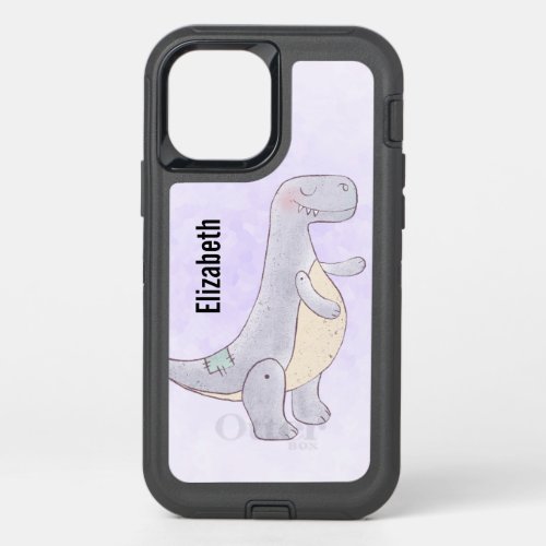 Cute Gray Tyrannosaurus Rex Dinosaur Toy OtterBox Defender iPhone 12 Case