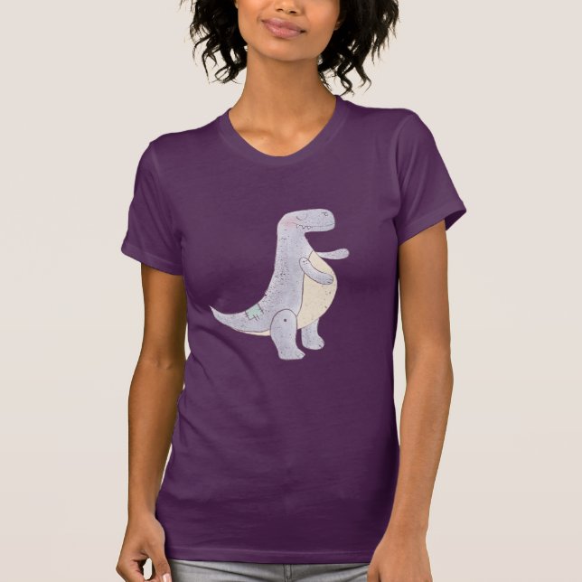Cute Gray Tyrannosaurus Rex Dinosaur Toy T-Shirt (Front)