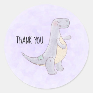 Cute Gray Tyrannosaurus Rex Dinosaur Toy Thank You Classic Round Sticker