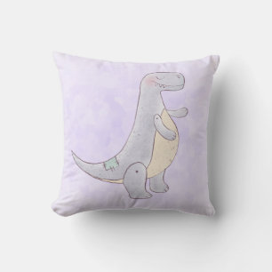 Cute Gray Tyrannosaurus Rex Dinosaur Toy Throw Pillow