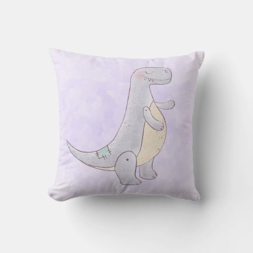 Cute Gray Tyrannosaurus Rex Dinosaur Toy Throw Pillow