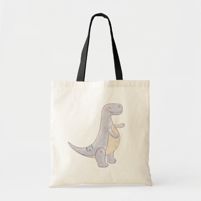 Cute Gray Tyrannosaurus Rex Dinosaur Toy Tote Bag (Front)