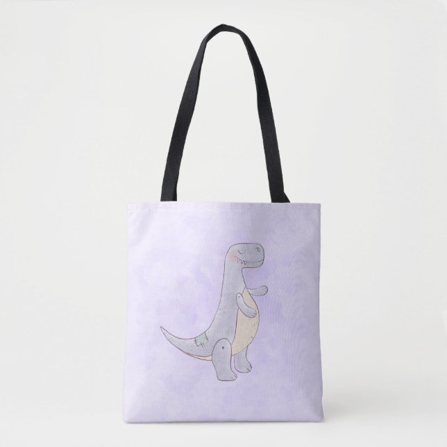 Cute Gray Tyrannosaurus Rex Dinosaur Toy Tote Bag (Front)