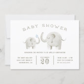 Cute Gray Watercolor Elephant Baby Shower Invitation (Front)