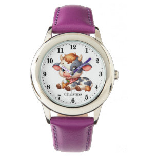 Cute gray white cow lovers watch