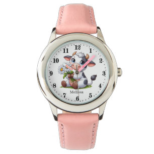 Cute gray white cow lovers watch