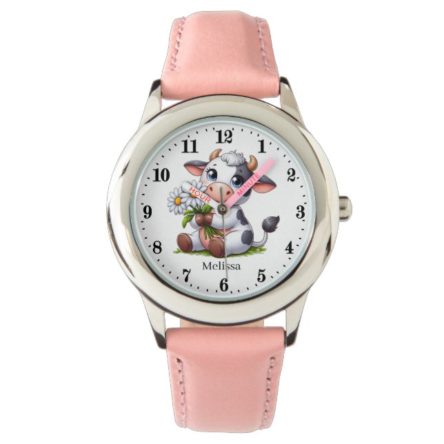 Cute gray white cow lovers watch (Front)
