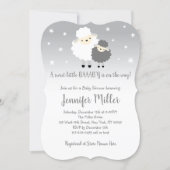 Cute Gray & White Lamb Baby Shower Invitation (Front)