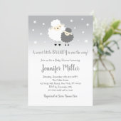 Cute Gray & White Lamb Baby Shower Invitation (Standing Front)