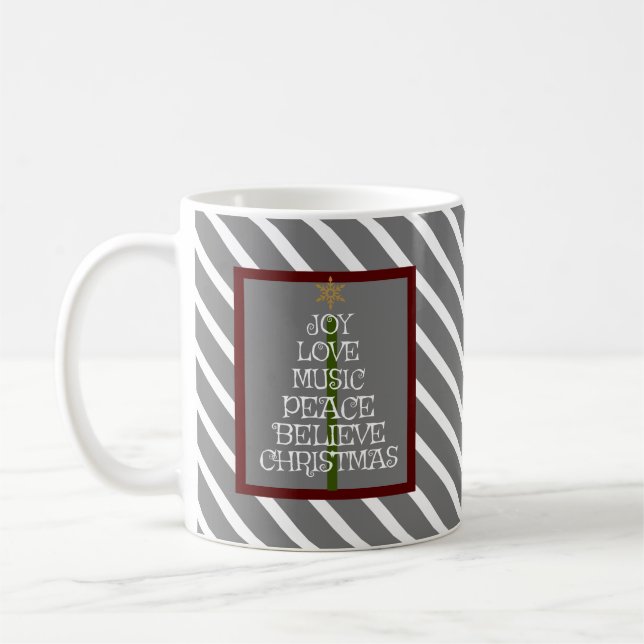 Cute Gray/White Spirit of Christmas in a Tree Coffee Mug (Left)