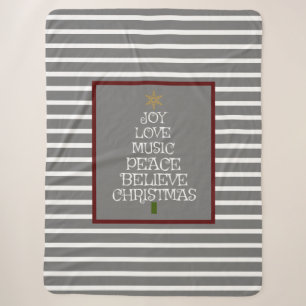 Cute Gray/White Spirit of Christmas Sherpa Blanket