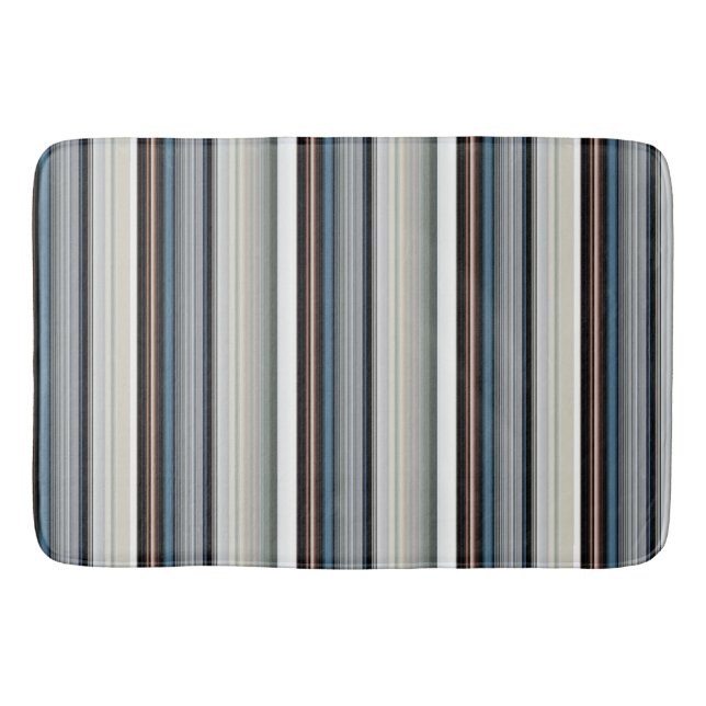 Cute gray white stripes bath mat (Front)