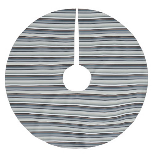 Cute gray white stripes brushed polyester tree skirt