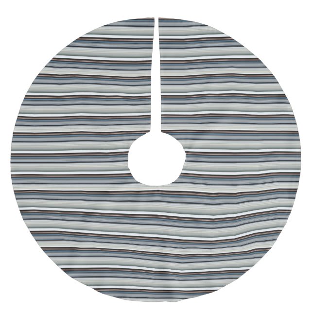 Cute gray white stripes brushed polyester tree skirt (Front)
