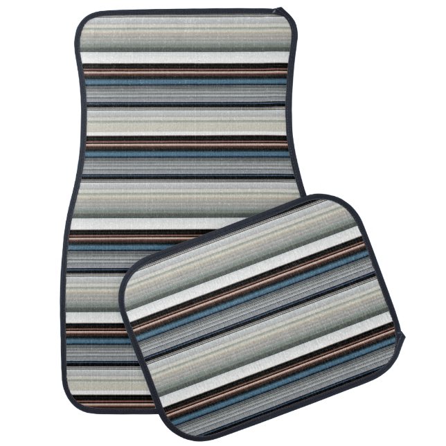 Cute gray white stripes car floor mat (Set)
